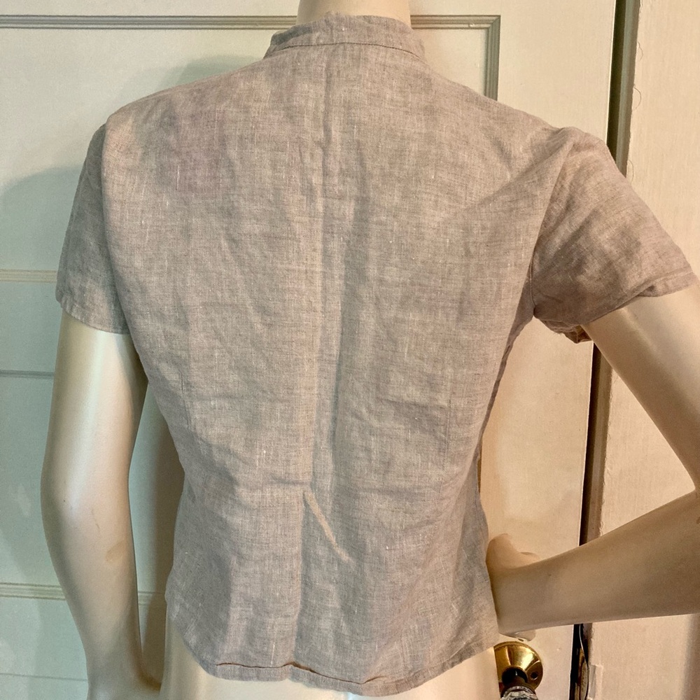 🏯Vintage 1990s J. Jill Ltd. Grey Linen Button Down Shirt, size Petite Small - Picture 4 of 6